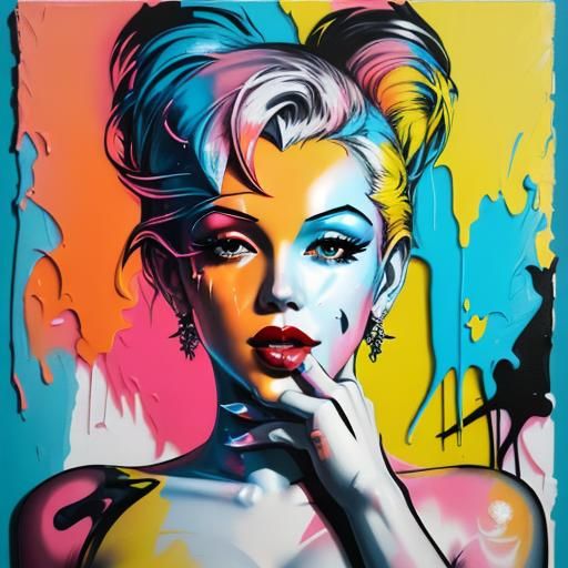 Colorful Marilyn Portrait in Graffiti Art Style