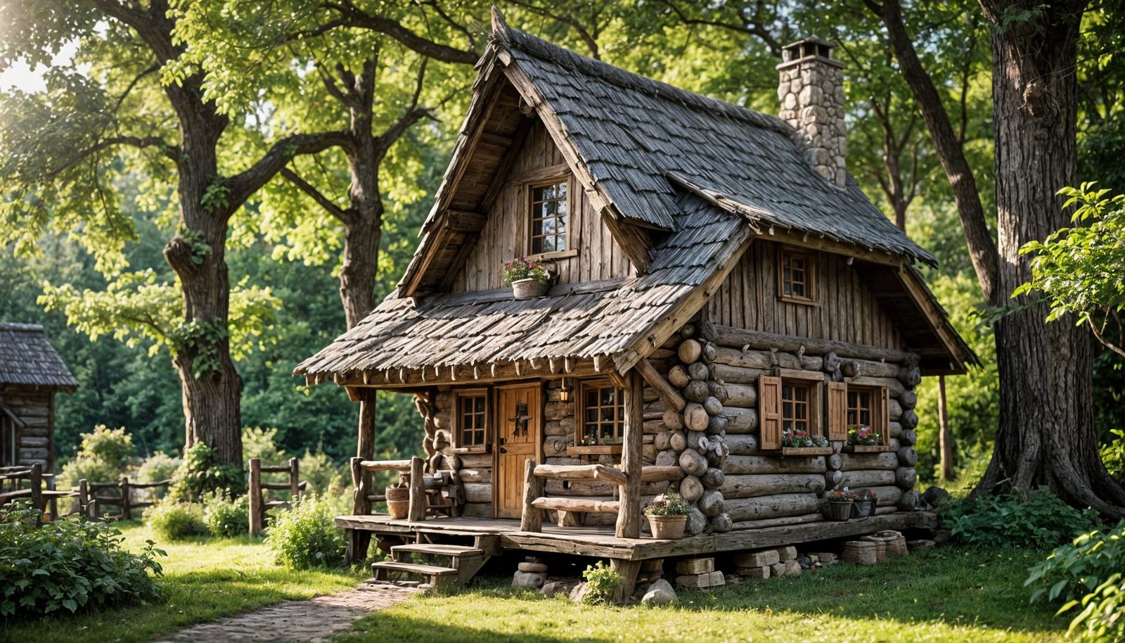 Cozy Rustic Elven Cabin in Whimsical Forest