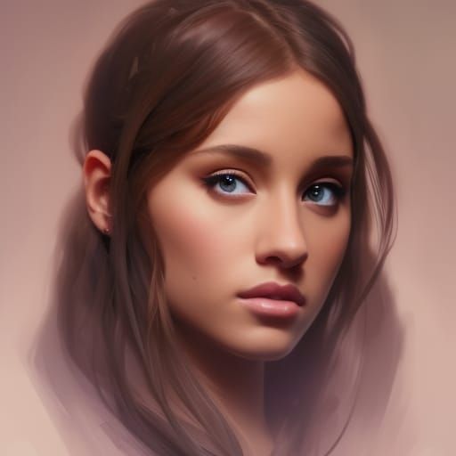 Ariana Grande Portrait in Hyperdetailed Art Style