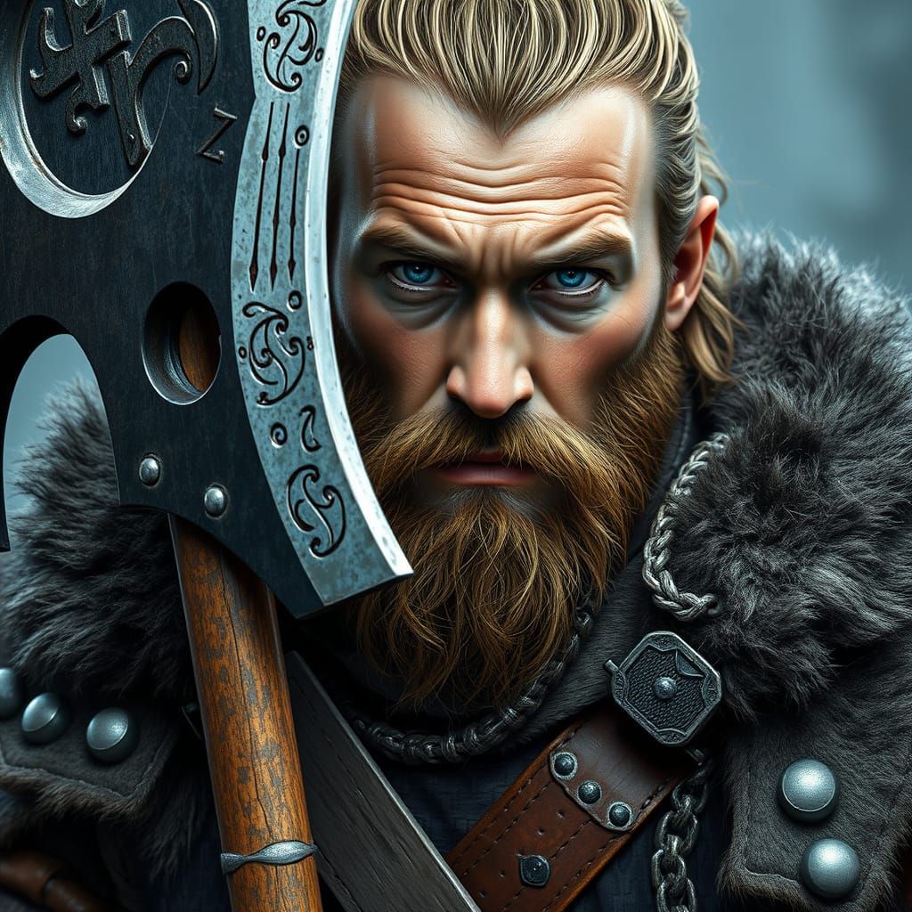 Viking Warrior in Dark Fantasy Style