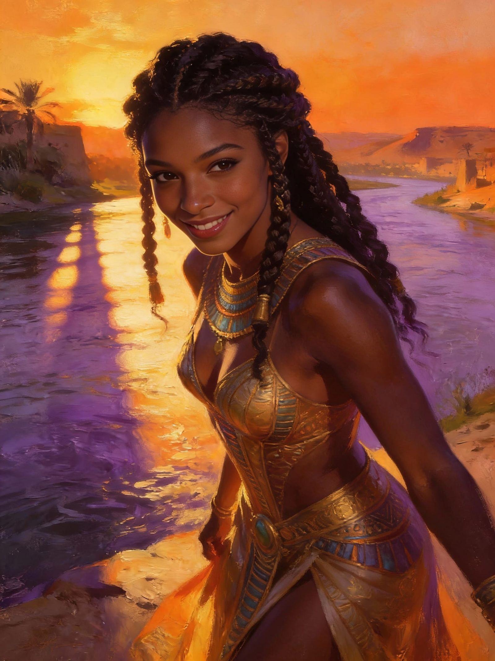 Egyptian Beauty at Sunset by the Nile