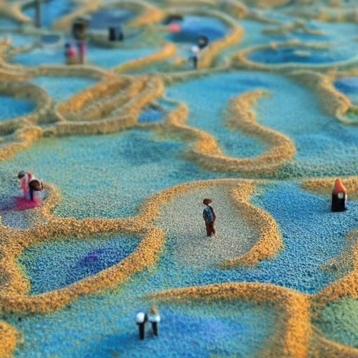 Vibrant Sandcastle City on Maui in Watercolor Style