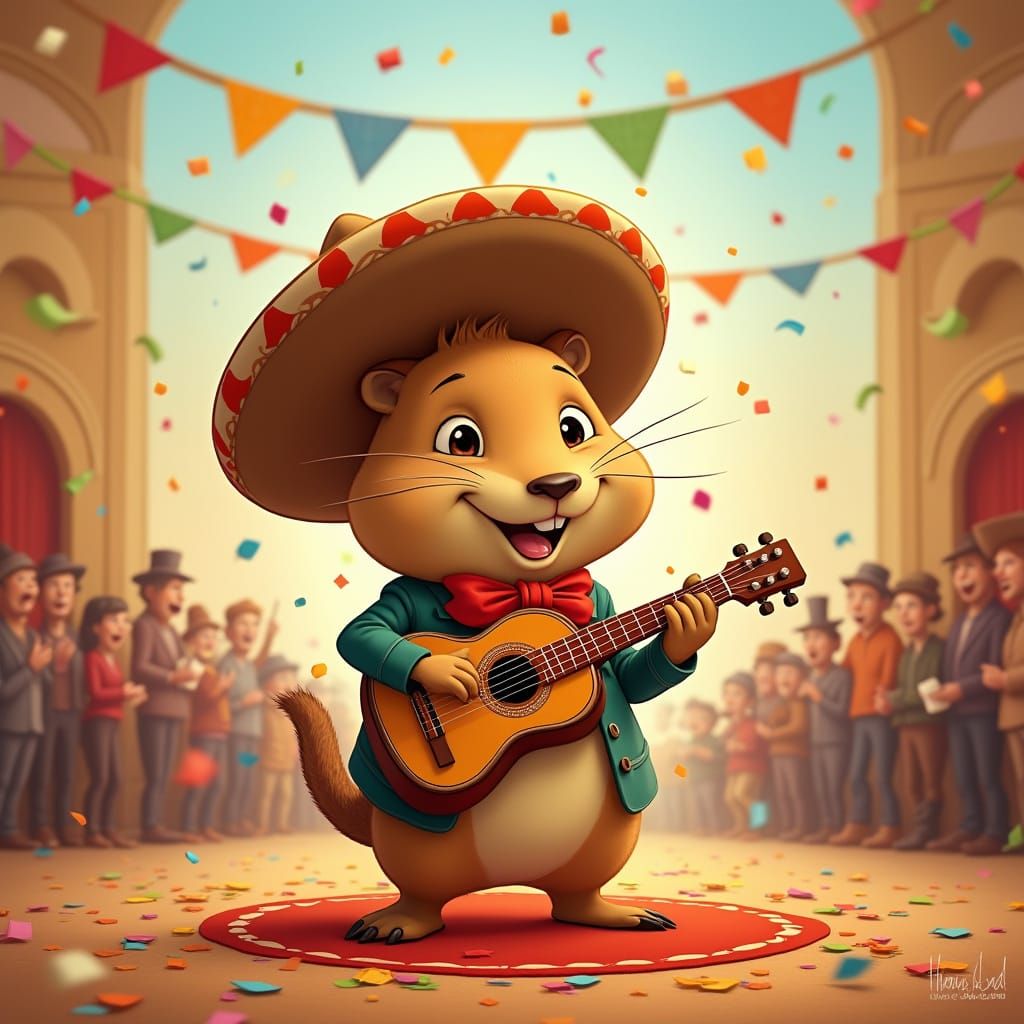Capybara Mariachi Star Shines on Whimsical Stage