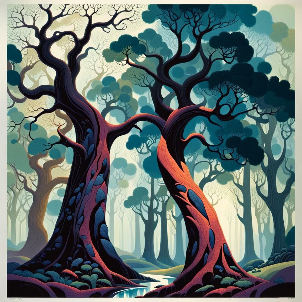 Ethereal Trees: A Detailed Conceptual Illustration