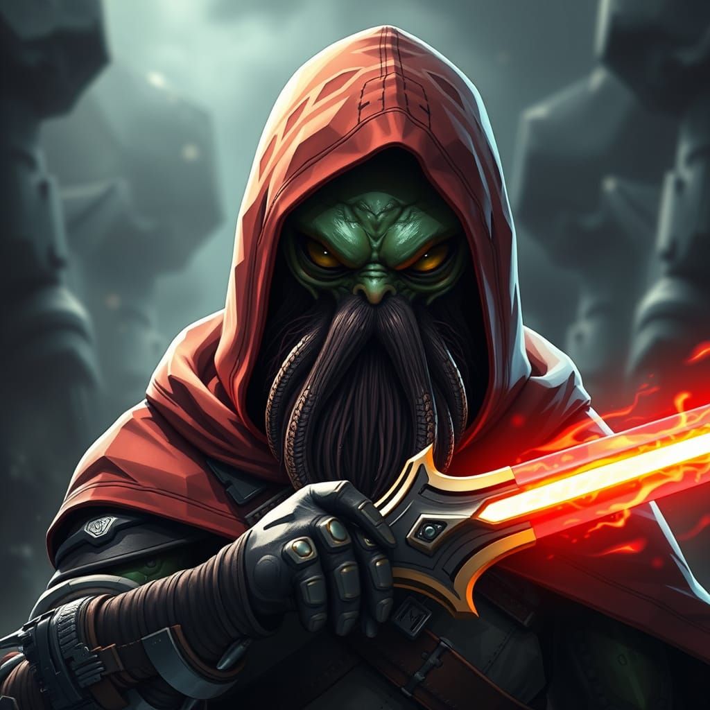 Anime Alien Warrior in Epic Digital Matte Painting