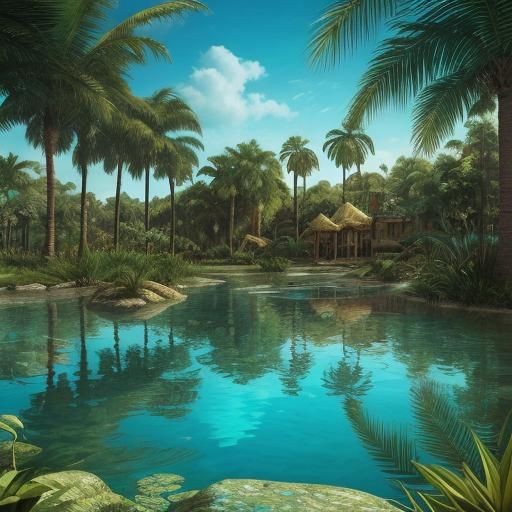 Tiger in Oasis: Surreal Wildlife Art