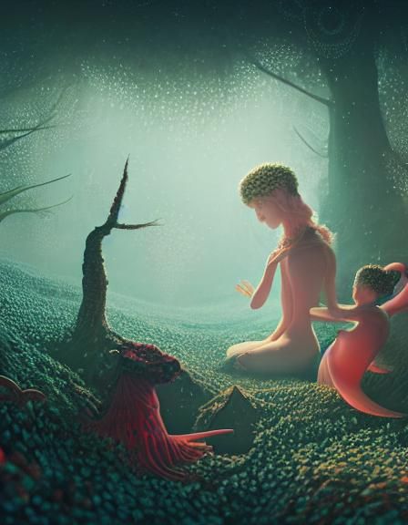 Surreal Poem Composition in Starship, Oil on Ceramic