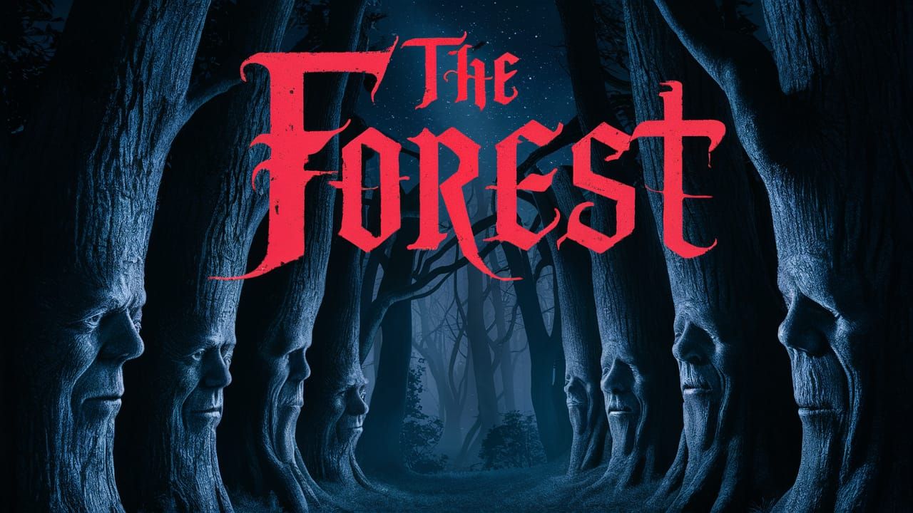 Eerie Forest with Faces: A Gothic Photographic Masterpiece