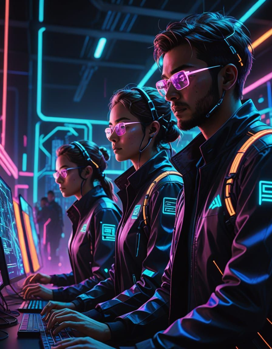 Developers Compete in Neon-Lit Coding Competition