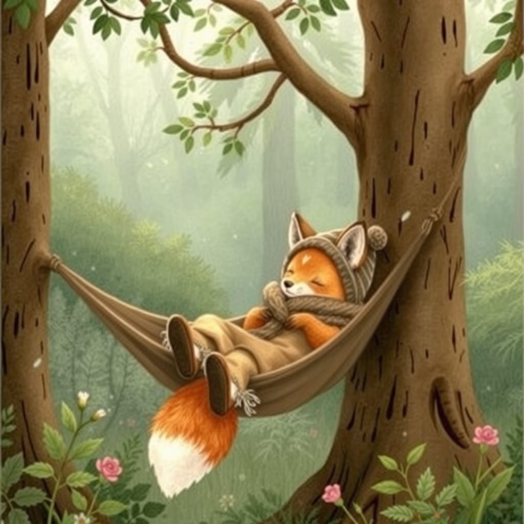 A Relaxed Fox snoozing in a Hammock