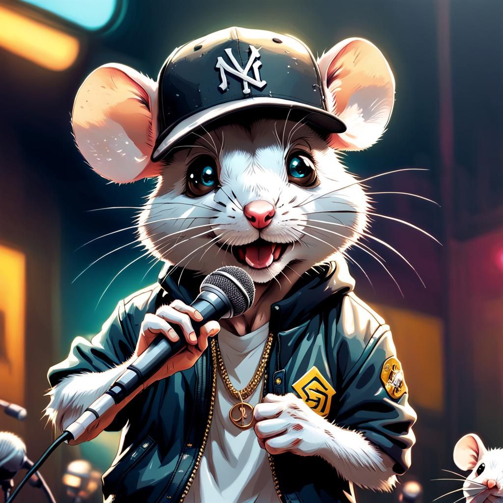 Gangster Mice Rapper in Anime Style
