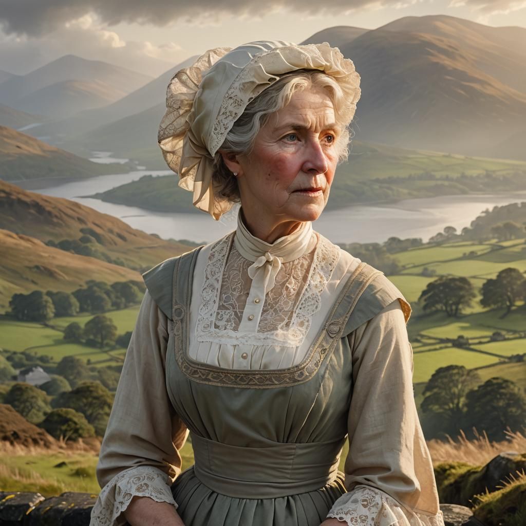 Neoclassical Portrait of Scottish Woman in Highlands
