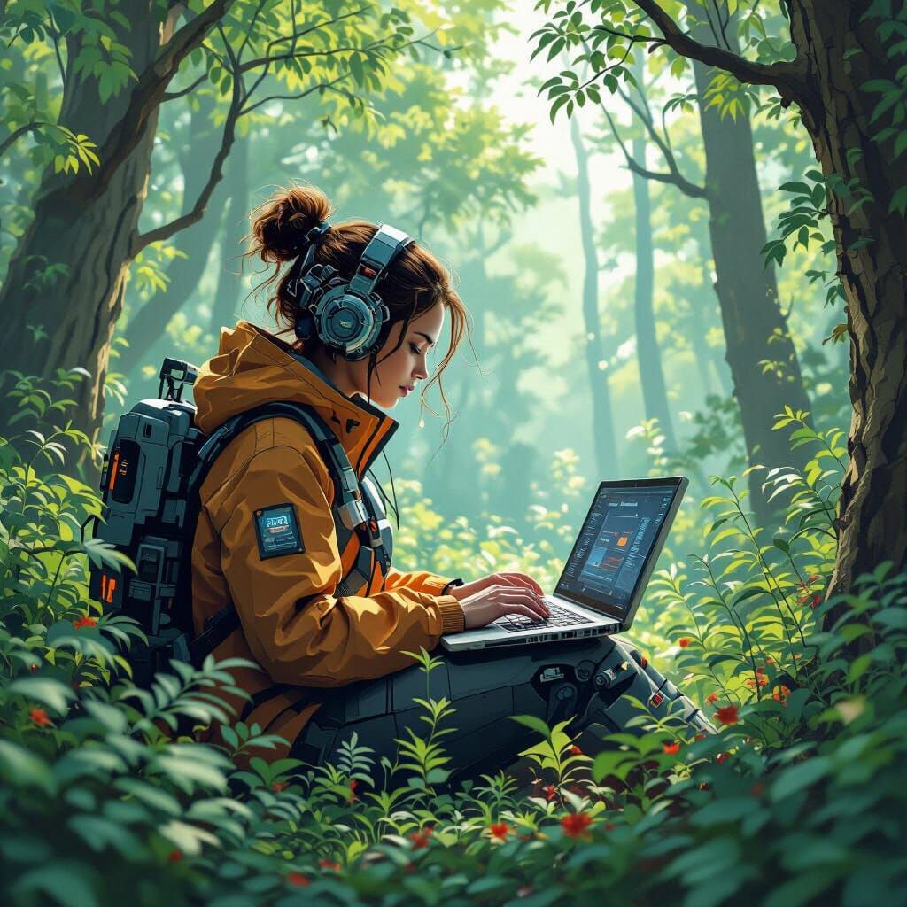 Futuristic Nature with Integrated Technology