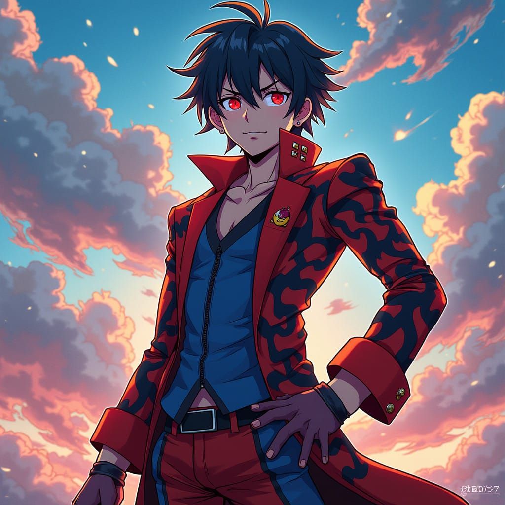 Heroic Anime Warrior in Vibrant Studio Trigger Style