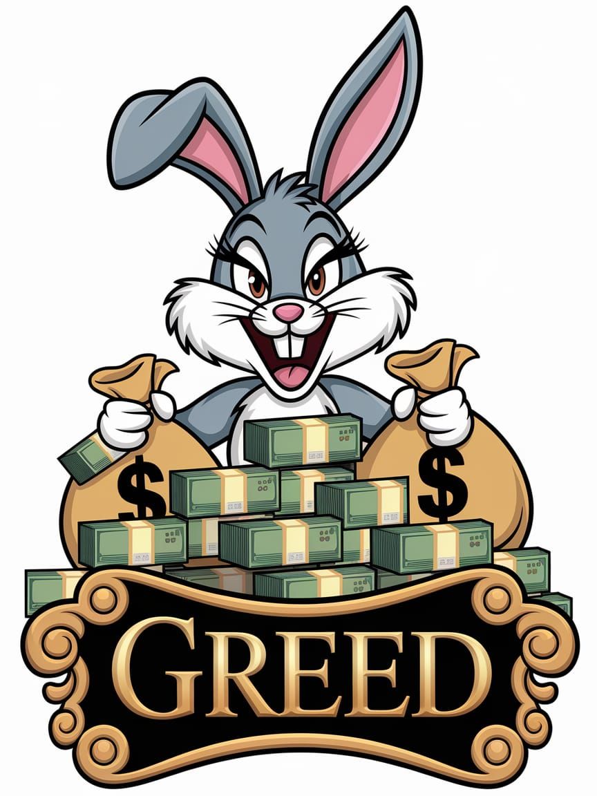 Cartoon Rabbit Personifies Sinful Greed