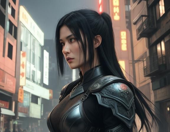 Dystopian Female Warrior in Eerie Surrealism