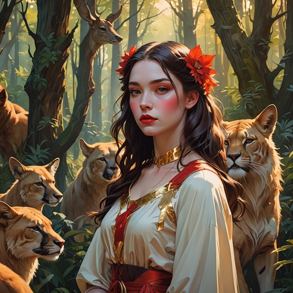 Forest Portrait of Girl in Hyper-Realistic Digital Art