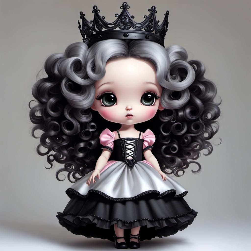 Cute Gothic Fairy Chibi Girl in Halloween Time
