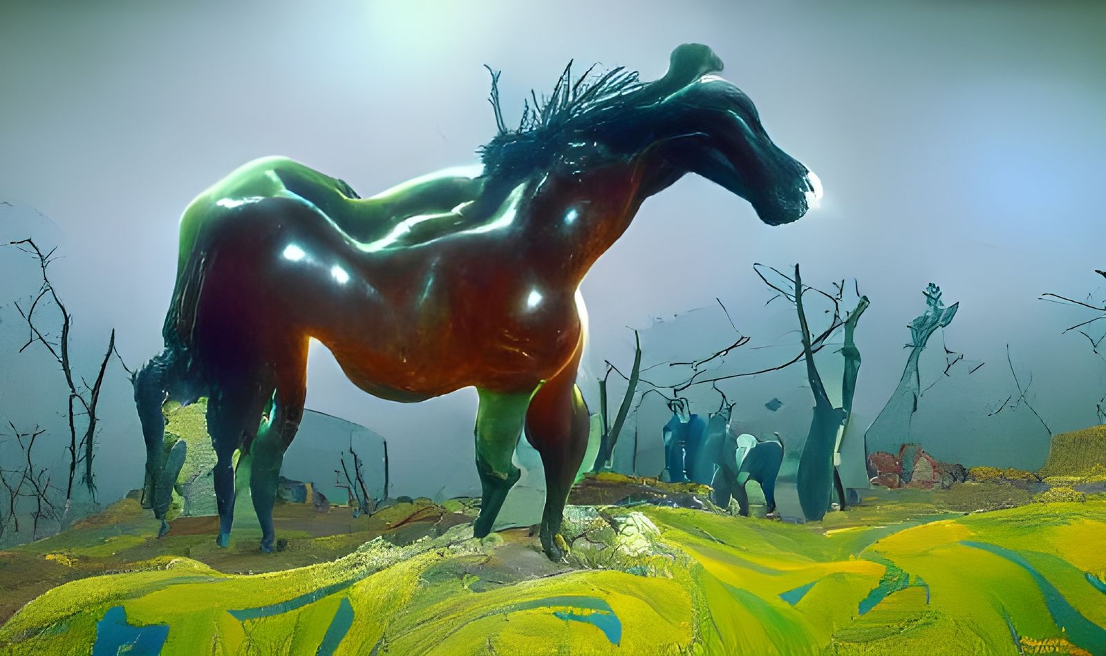 Wild Horse in Hyperrealistic Impasto Style
