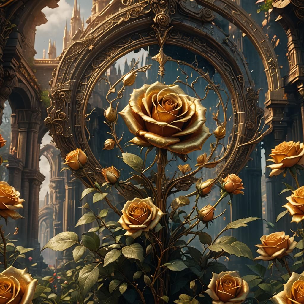 Golden Rose Fantasy Concept Art in Deep Color