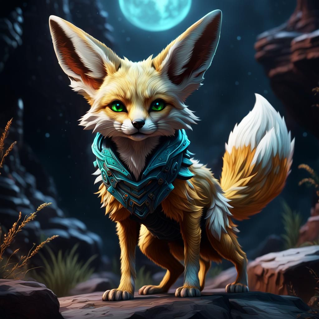 Fantastical Fennec Fox in Detailed Matte Painting