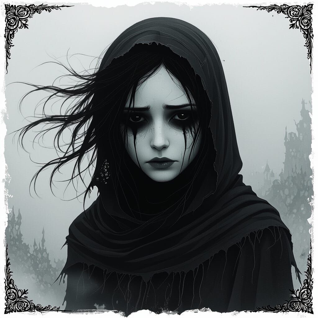 Ghostly Soul Dissolving into Mist in Gothic Art Style