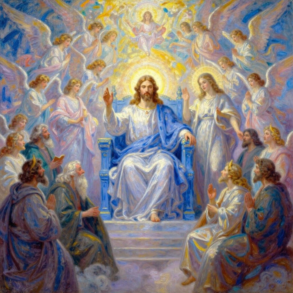 Celestial Scene: God and Jesus on Sapphire Throne