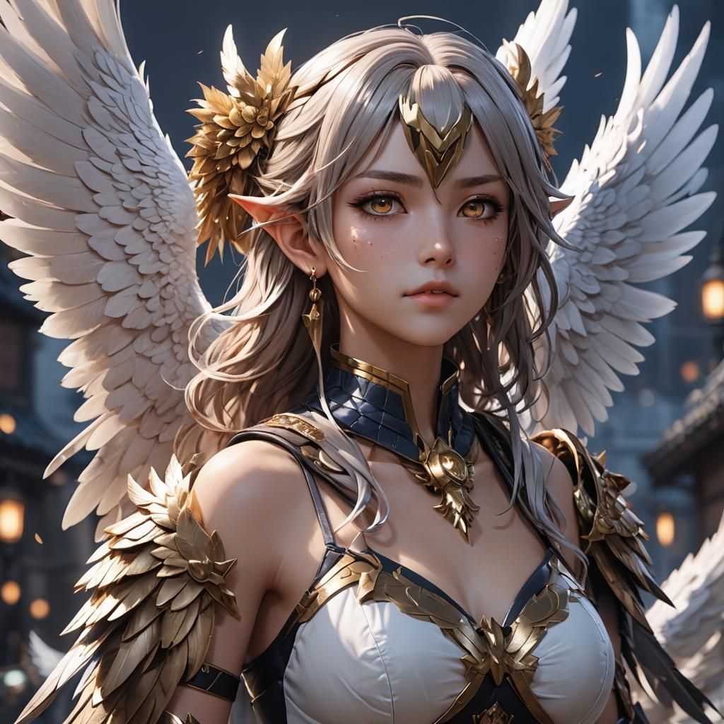 Anime Harpy Waifu in Detailed 3D Style