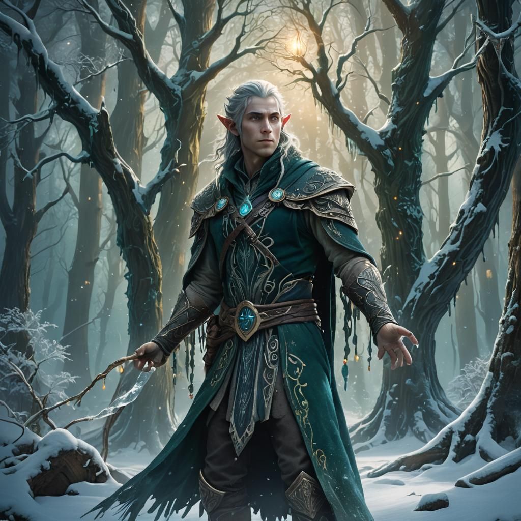 Mystical Half-Elf in Enchanted Forest: Fantasy Art