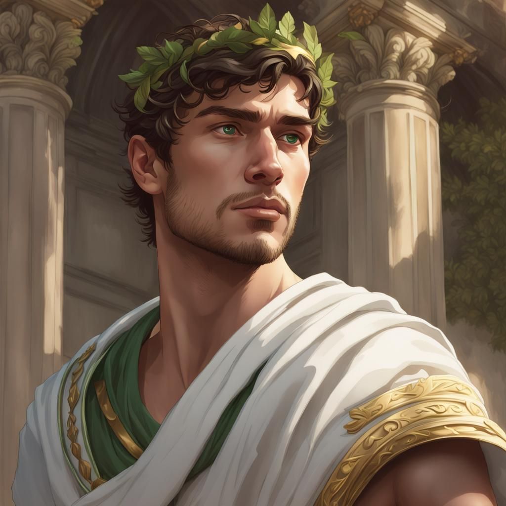 Young Roman Man Portrait in Hyperdetailed Digital Art