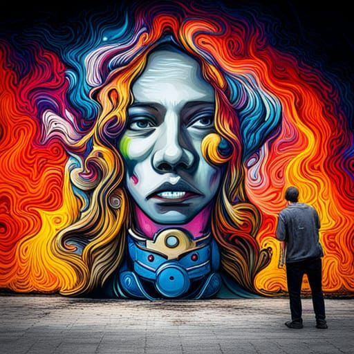 Colorful Graffiti Splash Art in Street Style