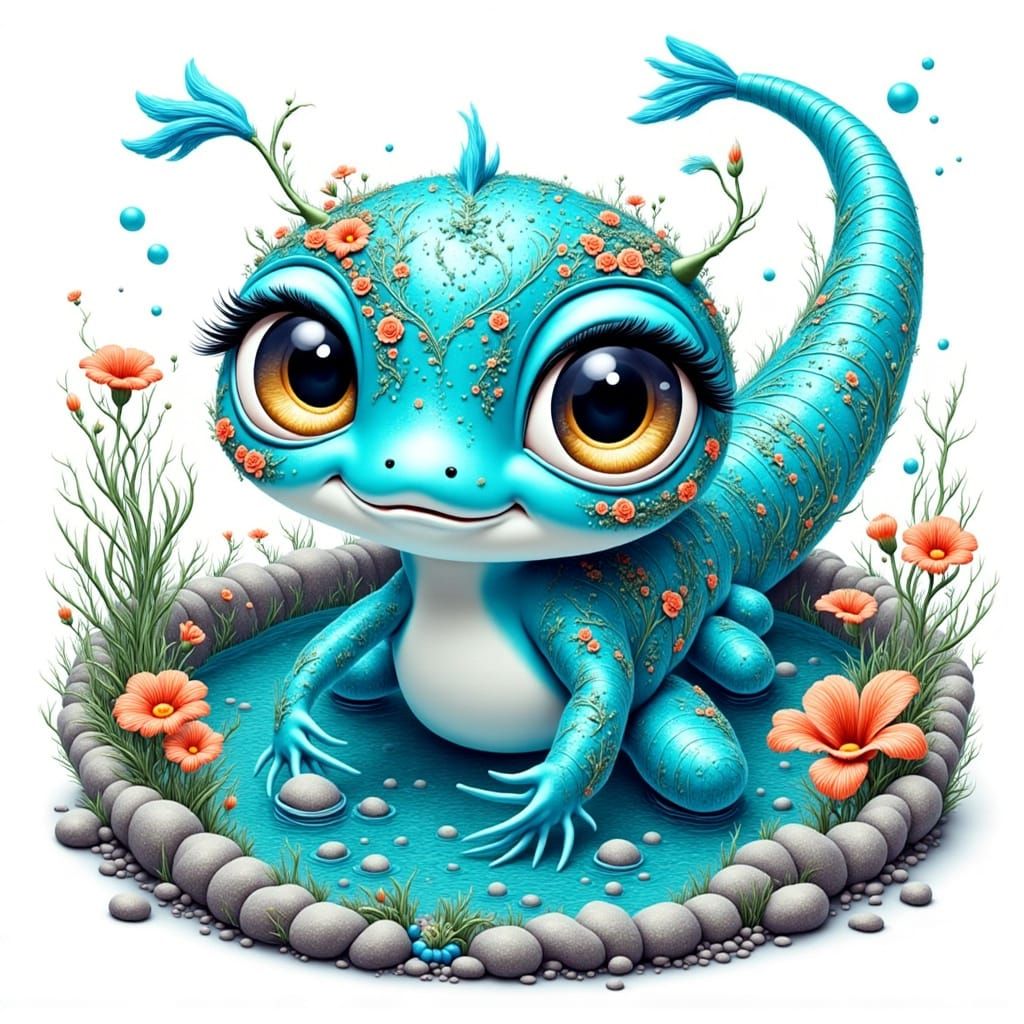 Floral Chibi Tetrapod in Ocean Rock Pool