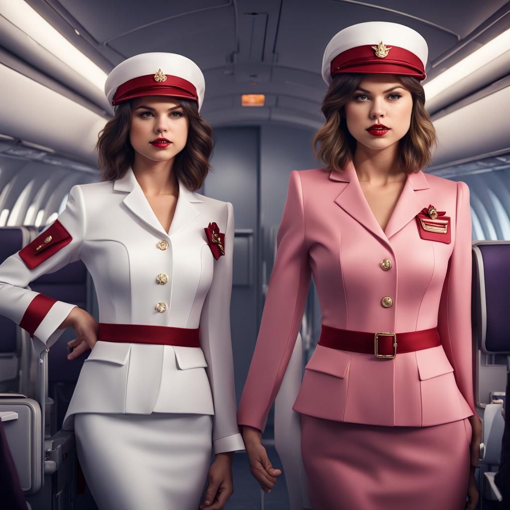 Flight attendants ready to make your flight a pleasant one