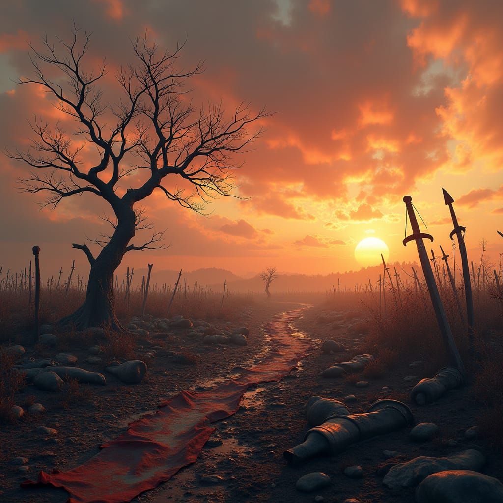 War-Torn Landscape in a Melancholic Aftermath