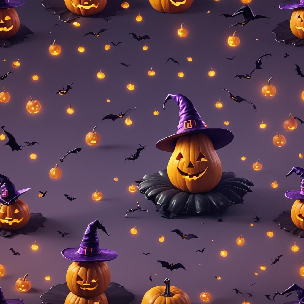 Halloween Pear in Witch Hat: Pixar-Inspired 3D Render
