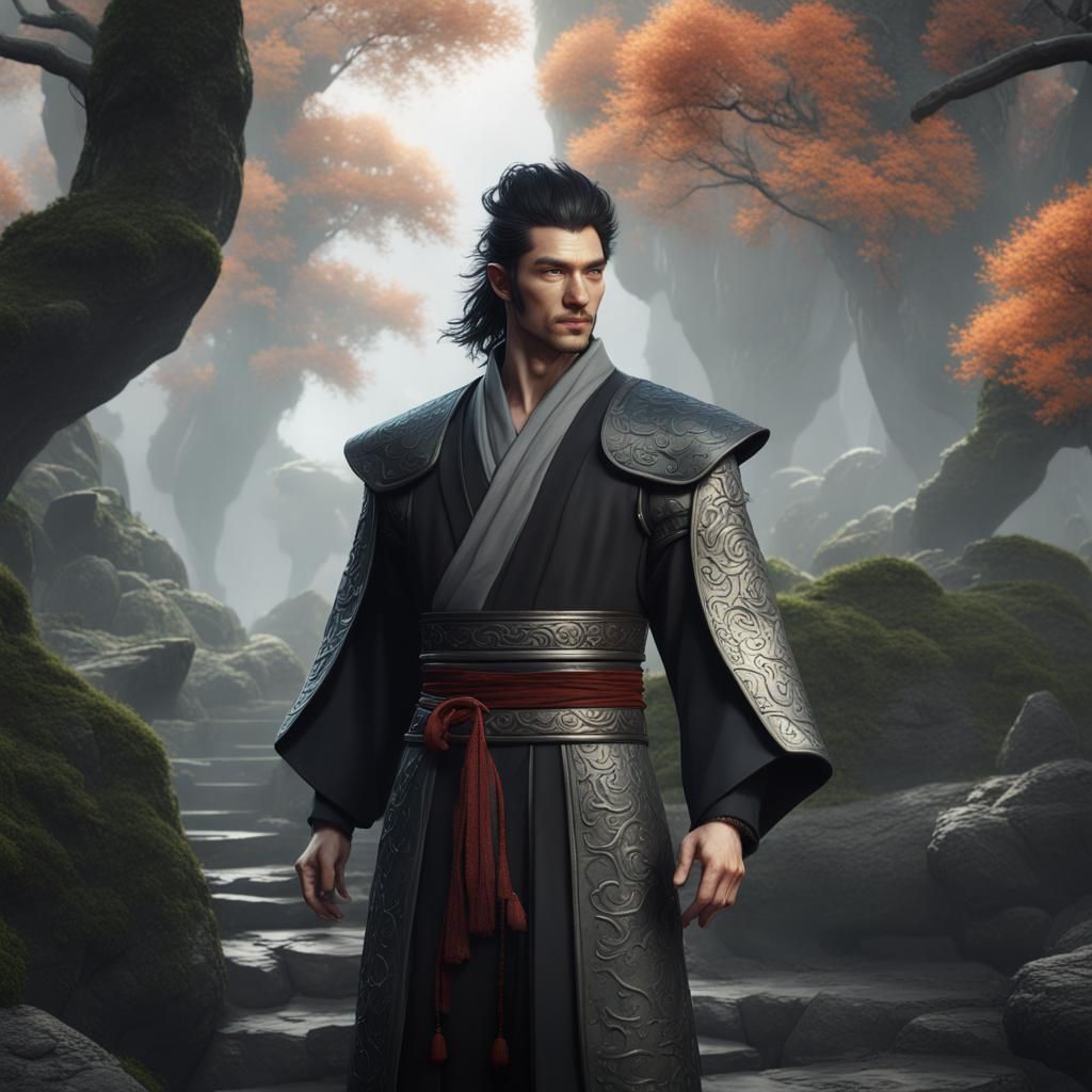 Handsome Fantasy Male in Ancient China, Detailed Matte Paint...