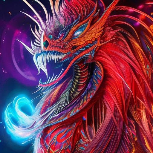 Neon Dragon Concept Art in Dystopian Fantasy Style