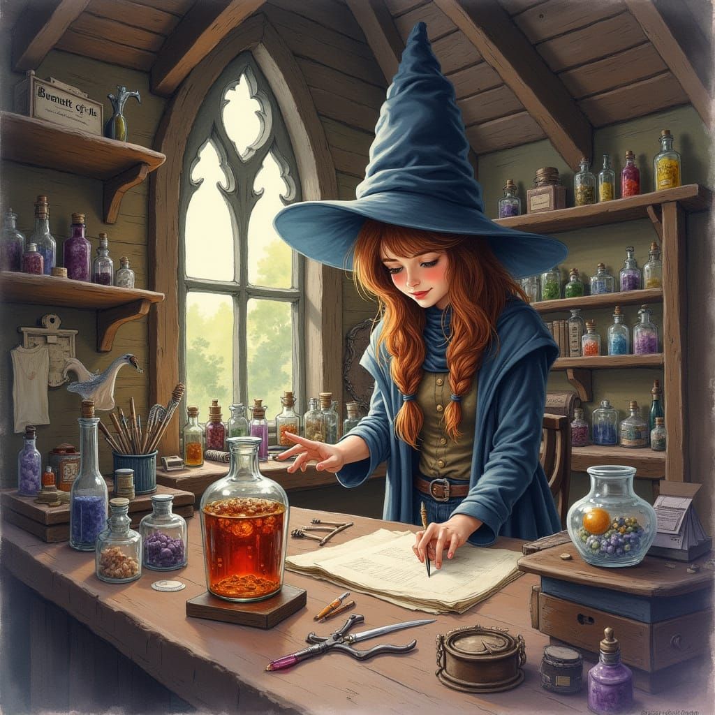 Enchanting Attic Study in Watercolour