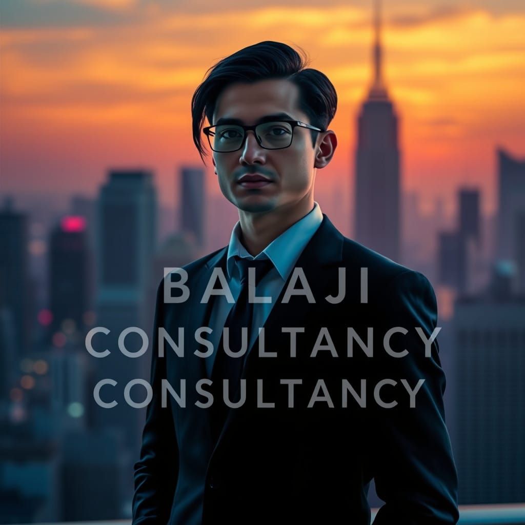 Confident Professional in Futuristic Cityscape with Corporat...