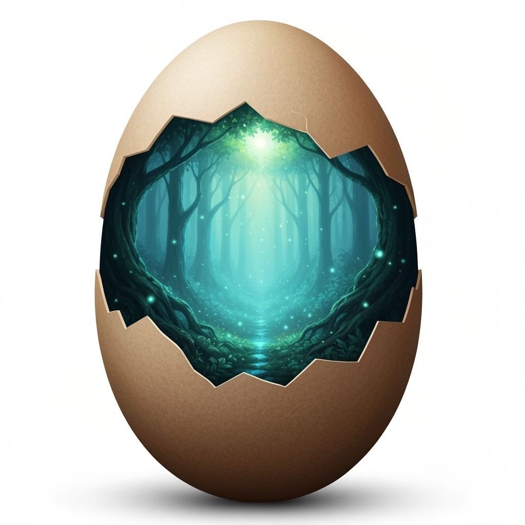 Magical Egg Reveals Ethereal Moonlit Forest Scene