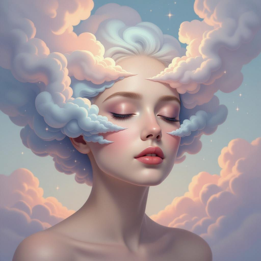 Ethereal Stardust Portrait in Dreamlike Airbrush Style