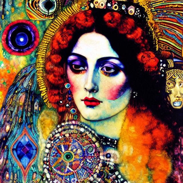 Dramatic Psychedelic Portrait of a Hippie Lady Macbeth Julie...