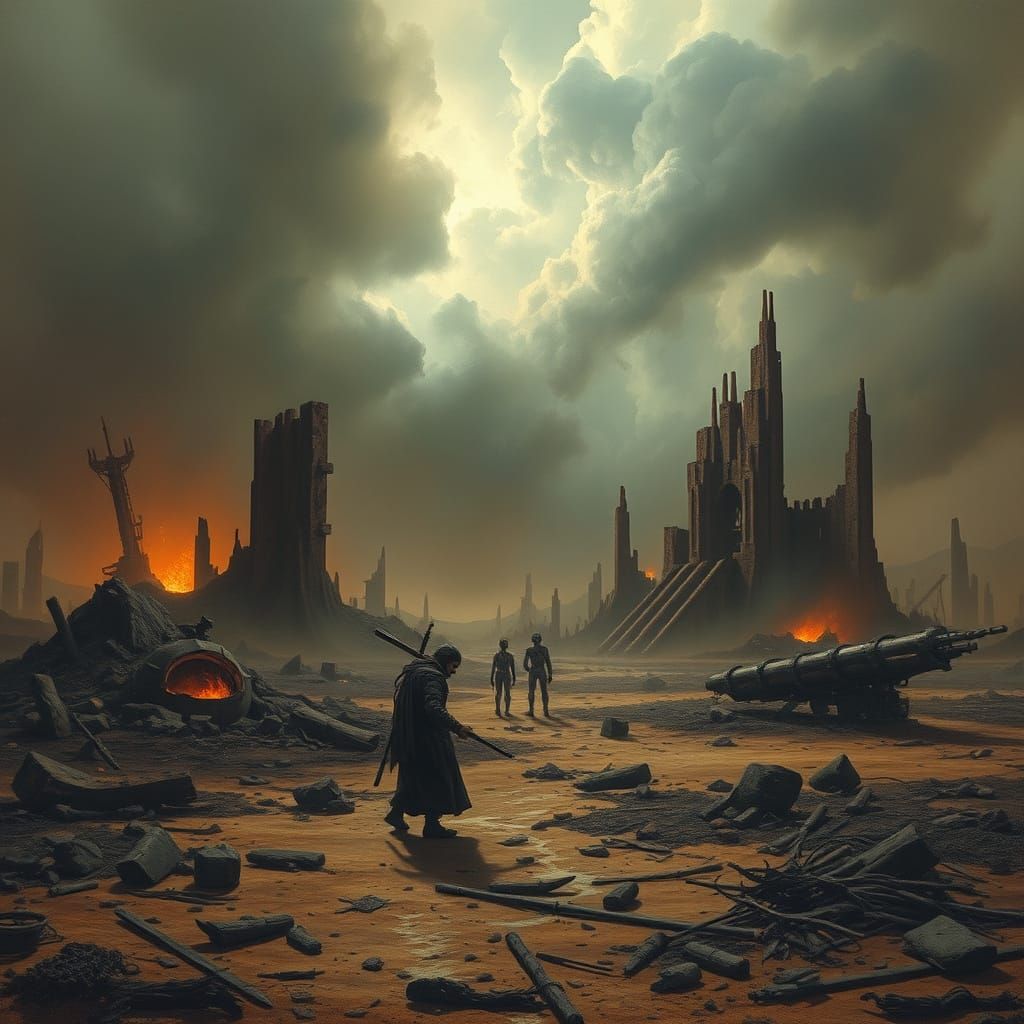 Apocalyptic Wasteland Survivor in Dark Gothic Style