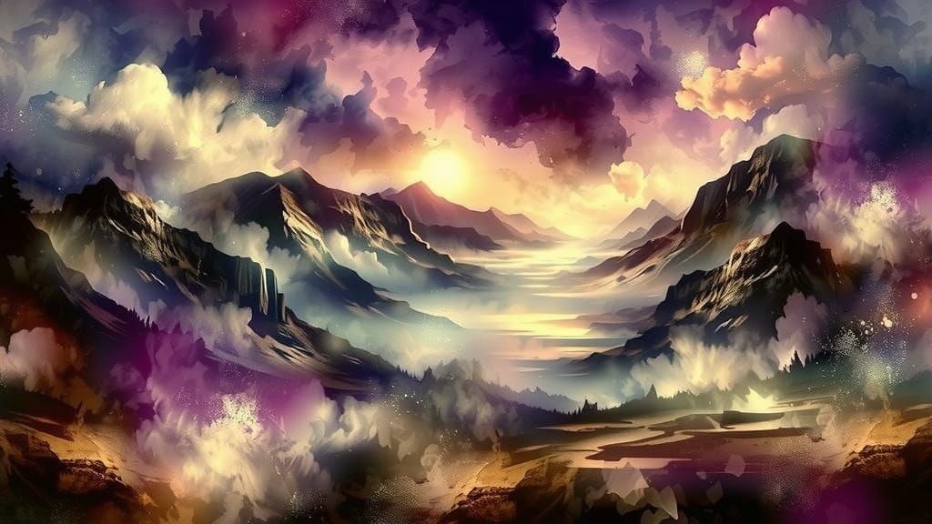 Regal Duotone Landscape in Purple and Gold