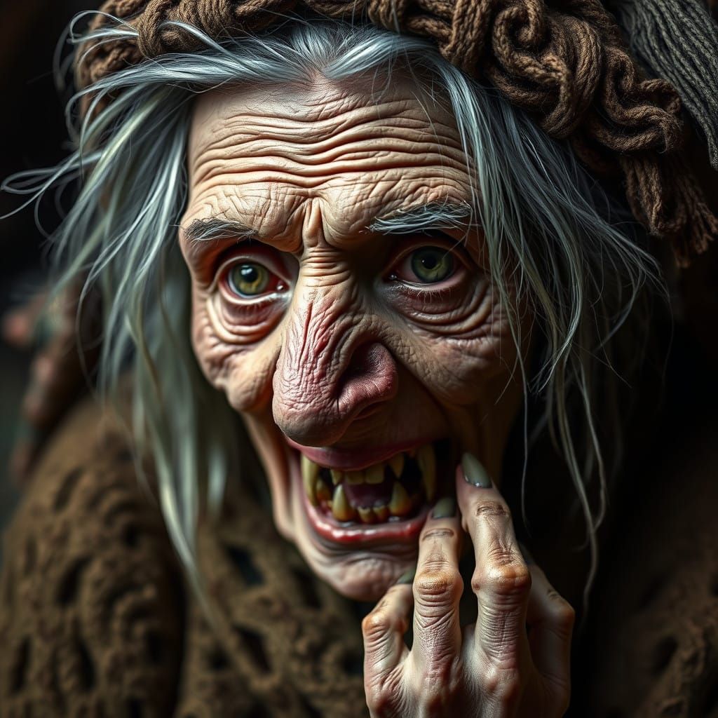 Mysterious Slavic Witch with a Bone Leg and Clawed Hands