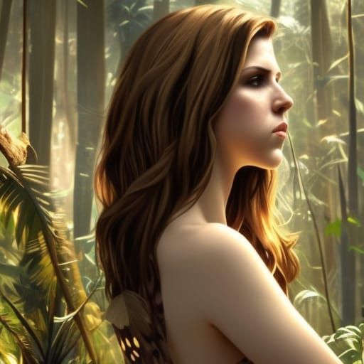 Woman in Jungle Bikini: Hyperdetailed Art Nouveau Portrait