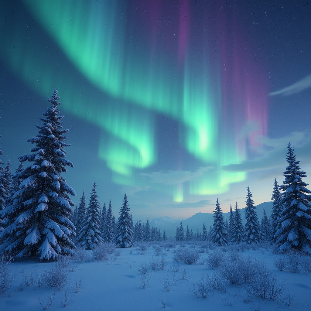 Aurora Borealis Over Tundra: Fantasy Concept Art