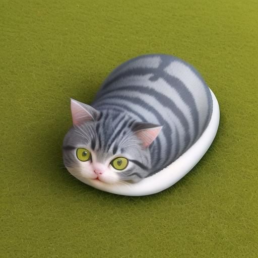 Cute Cat Slug Hybrid on Green Lawn