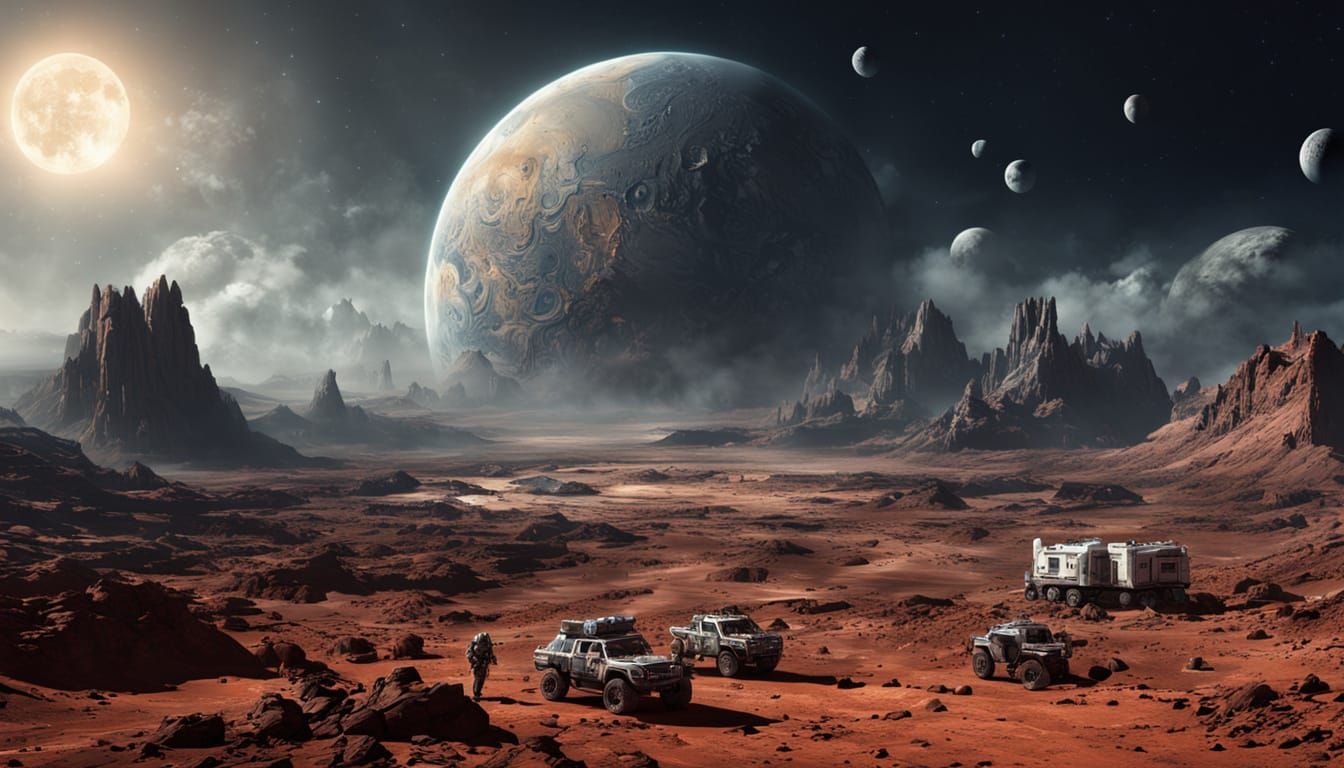 Martian Landscape in 3500: Cinematic Sci-Fi Art
