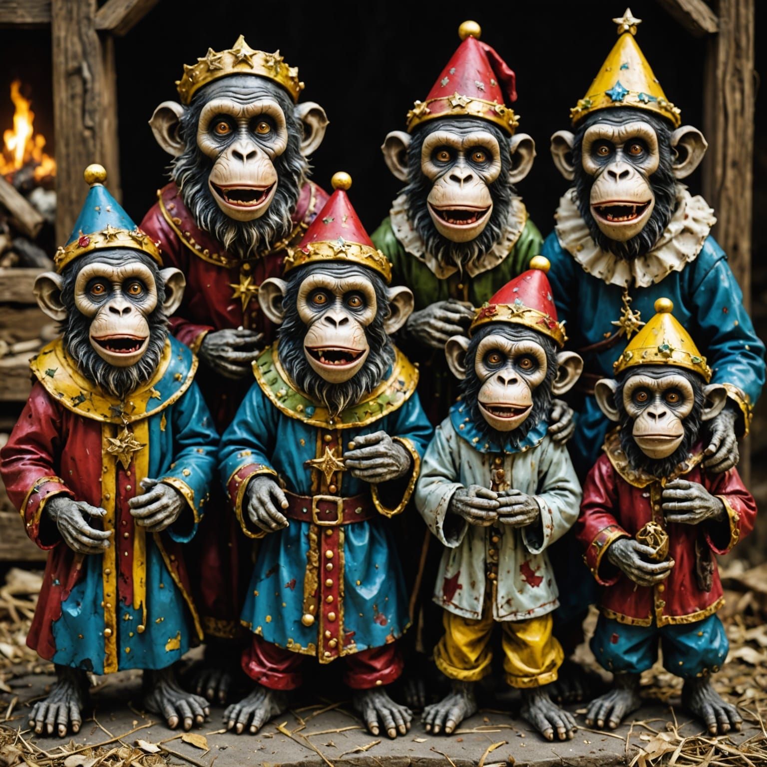 Grotesque Holiday Nativity Scene in Hyperrealistic Cyberpunk...